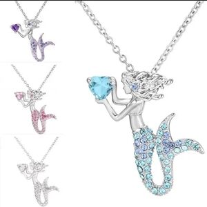 (2pcs) Mermaid Crystal Encrusted Necklace - Beautiful Rhinestone